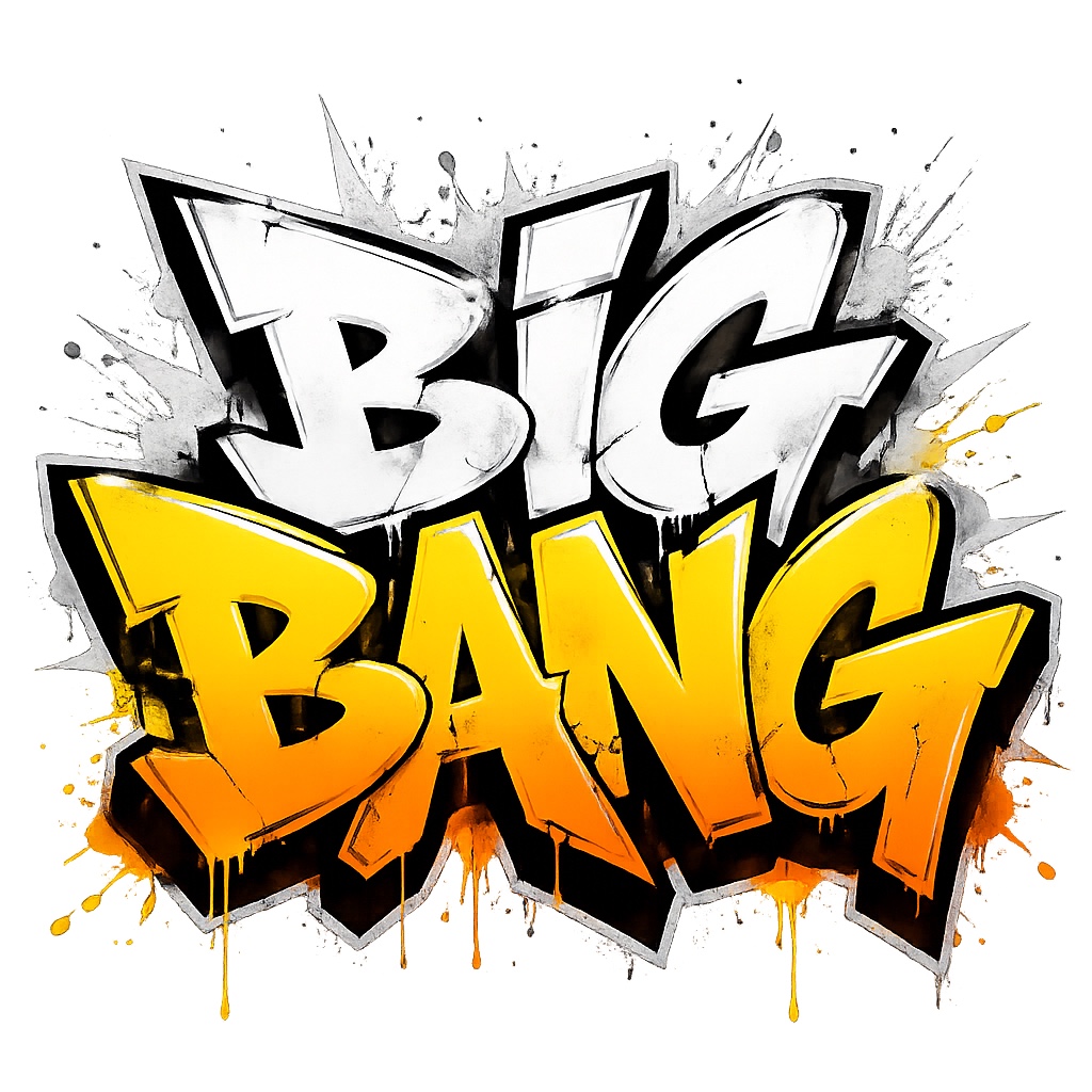 BigBang Logo als weiß-gelbes Graffiti