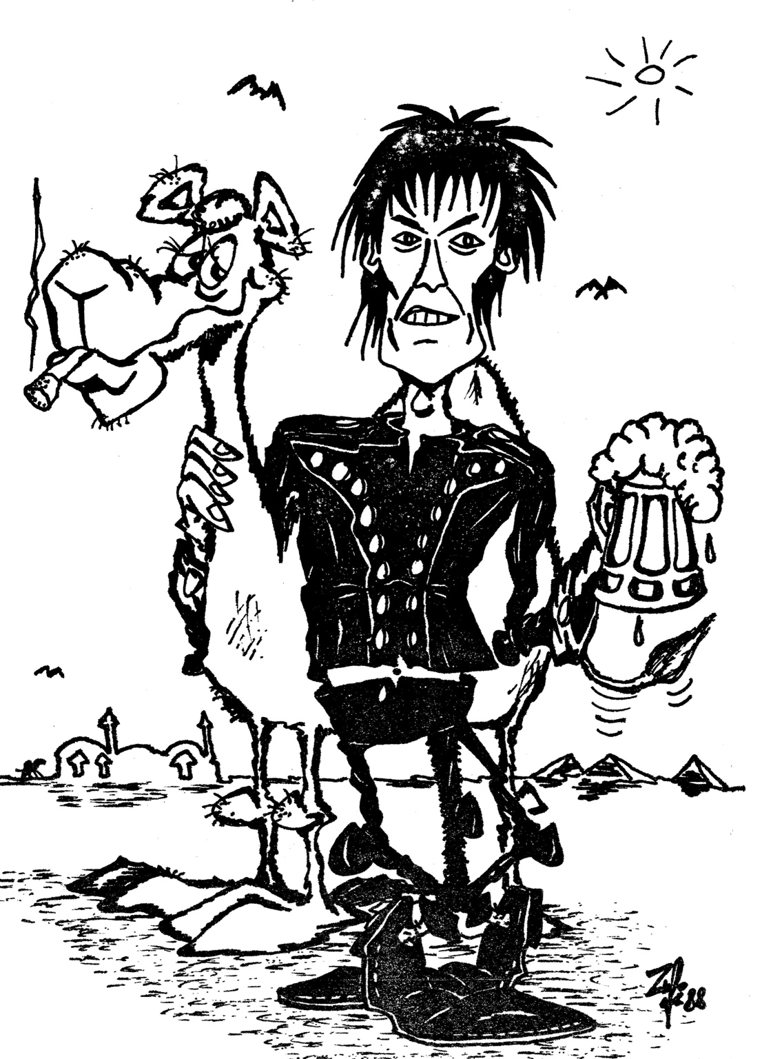 Schwarzweiße Karikatur von René Glogger